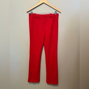 Vintage High-Waisted Red Trousers with Braided Belt Detail - Size M